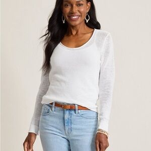 Tommy Bahama Cedar Linen Long-Sleeve V-Neck Sweatee
